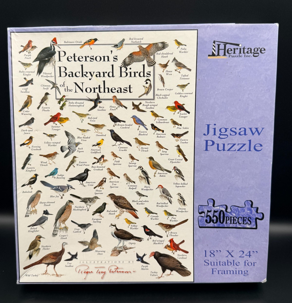 Heritage Puzzle Inc. Peterson's Backyard Birds of Northeast 18"x24" Sealed Bag